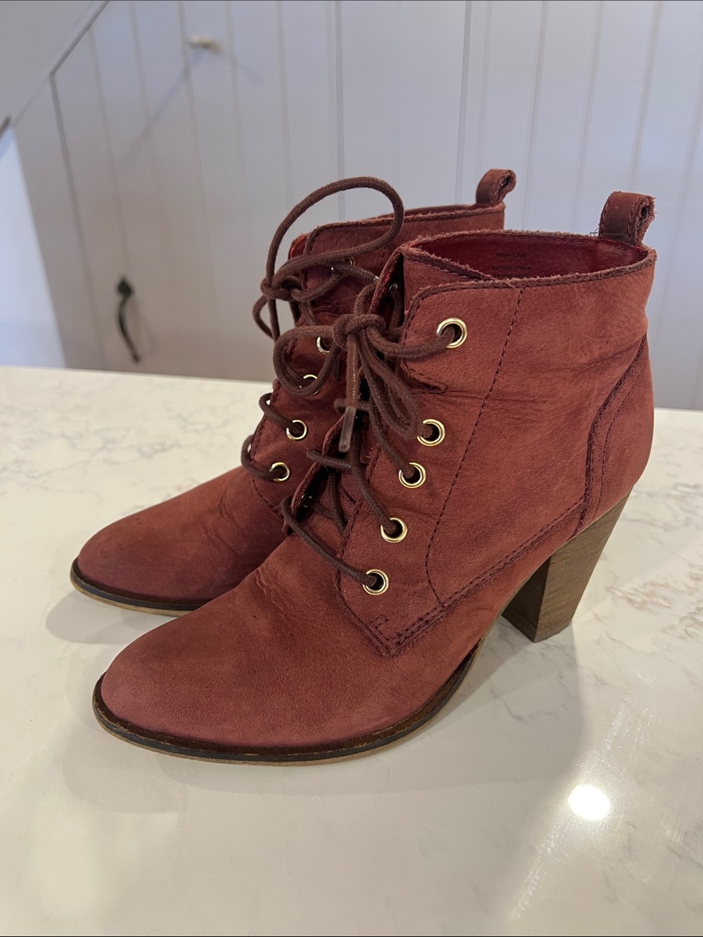 Steve Madden Women's Lace-Up Ankle Boots in Rust Red, 7